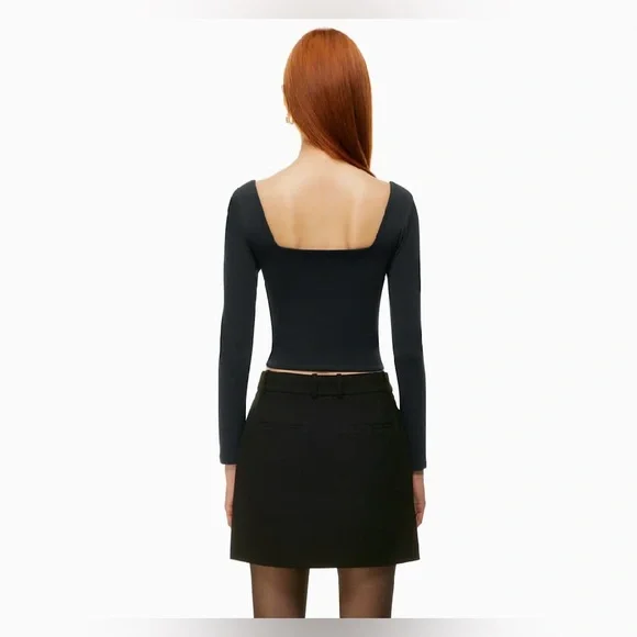 Aritzia Babaton Contour Squareneck Longsleeve Black - Picture 3 of 10